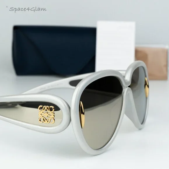 Loewe Men Sunglasses White Gold Mirror Pilot LW40132I 24C  display picture 1